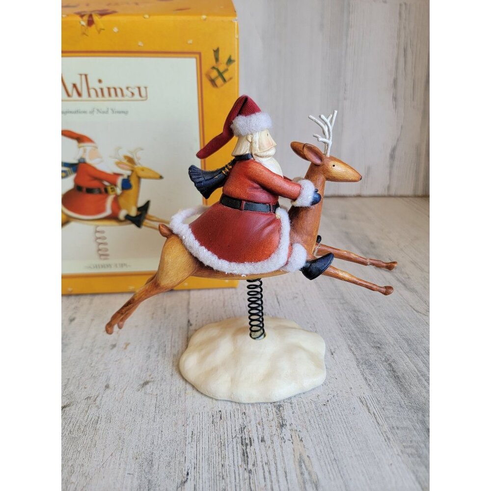 Wit Whimsu AS IS giddy up exclamation vintage reindeer Santa Xmas figure‎